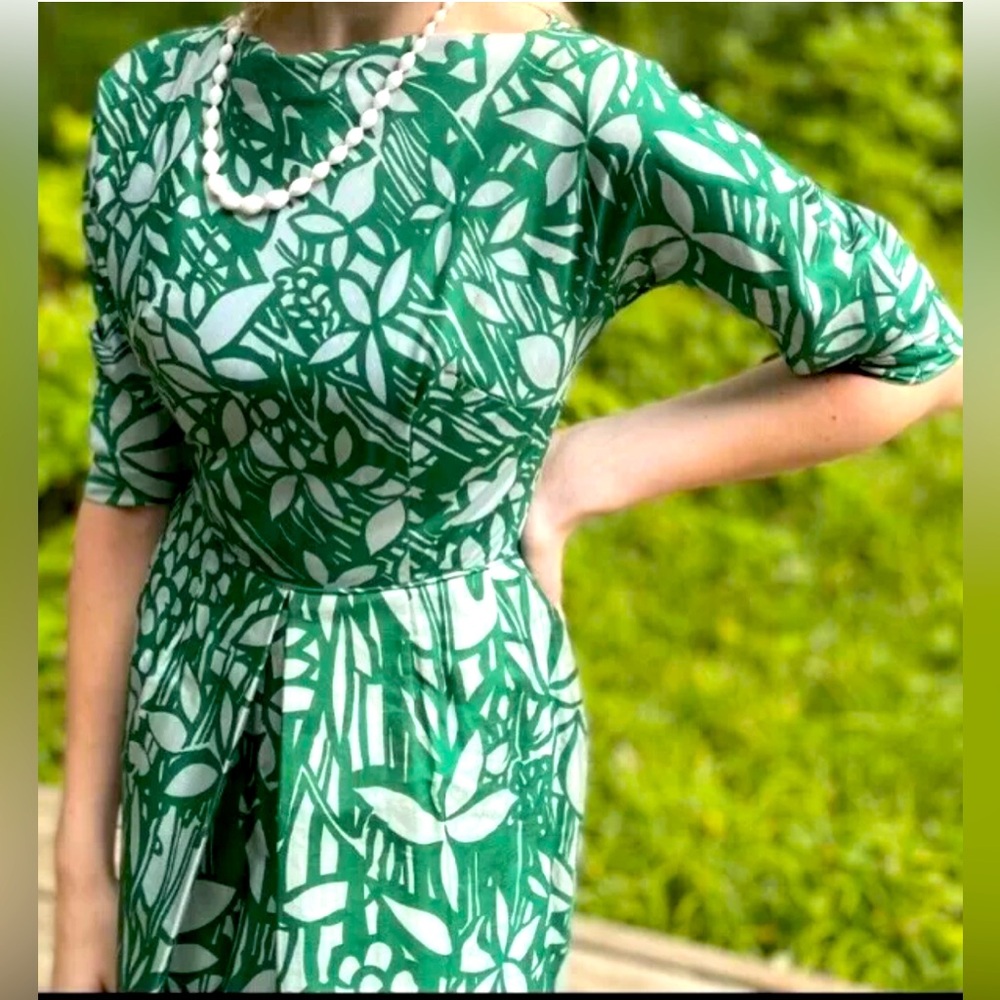 Vintage 60’s custom silk boatneck day dress xs